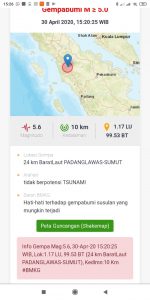 Padanglawas Diguncang Gempa 5,6 SR