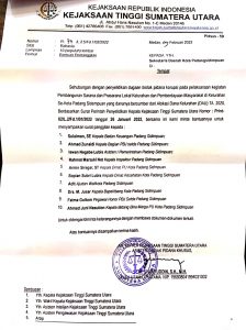 Diduga Korupsi Berjamaah, Dari Kadis PU, Kesehatan, Kepala Badan Keuangan Sidimpuan Dipanggi Kejati Sumut