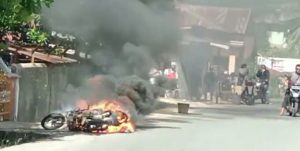 Heboh, Sepeda Motor Terbakar  di Silandit Padangsidimpuan