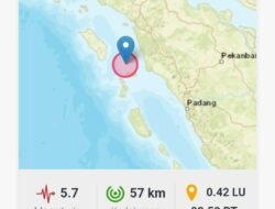 Gempa 5,7 Magnitudo di Nisel Dirasakan Hingga Padangsidimpuan