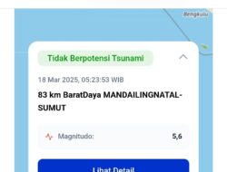 Breaking News: Mandailing Natal Diguncang Gempa 5,6 Magnitudo