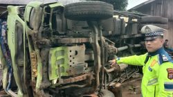 truk tangki rem blong di Batang Toru