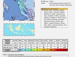 Jelang Tengah Malam, Padangsidimpuan Diguncang Gempa M 4,9