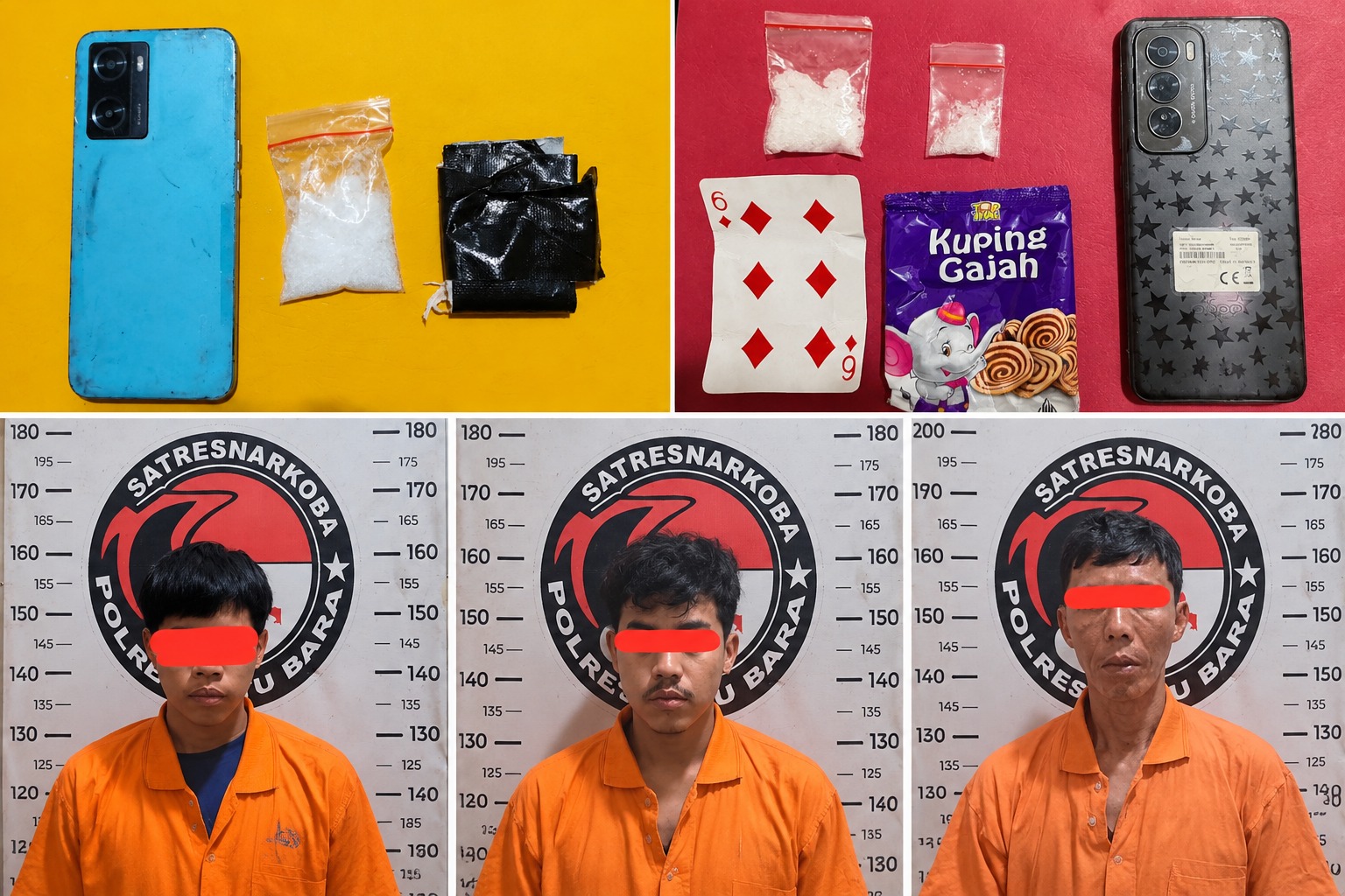 Polisi Batu Bara Amankan Tiga Tersangka Kasus Sabu